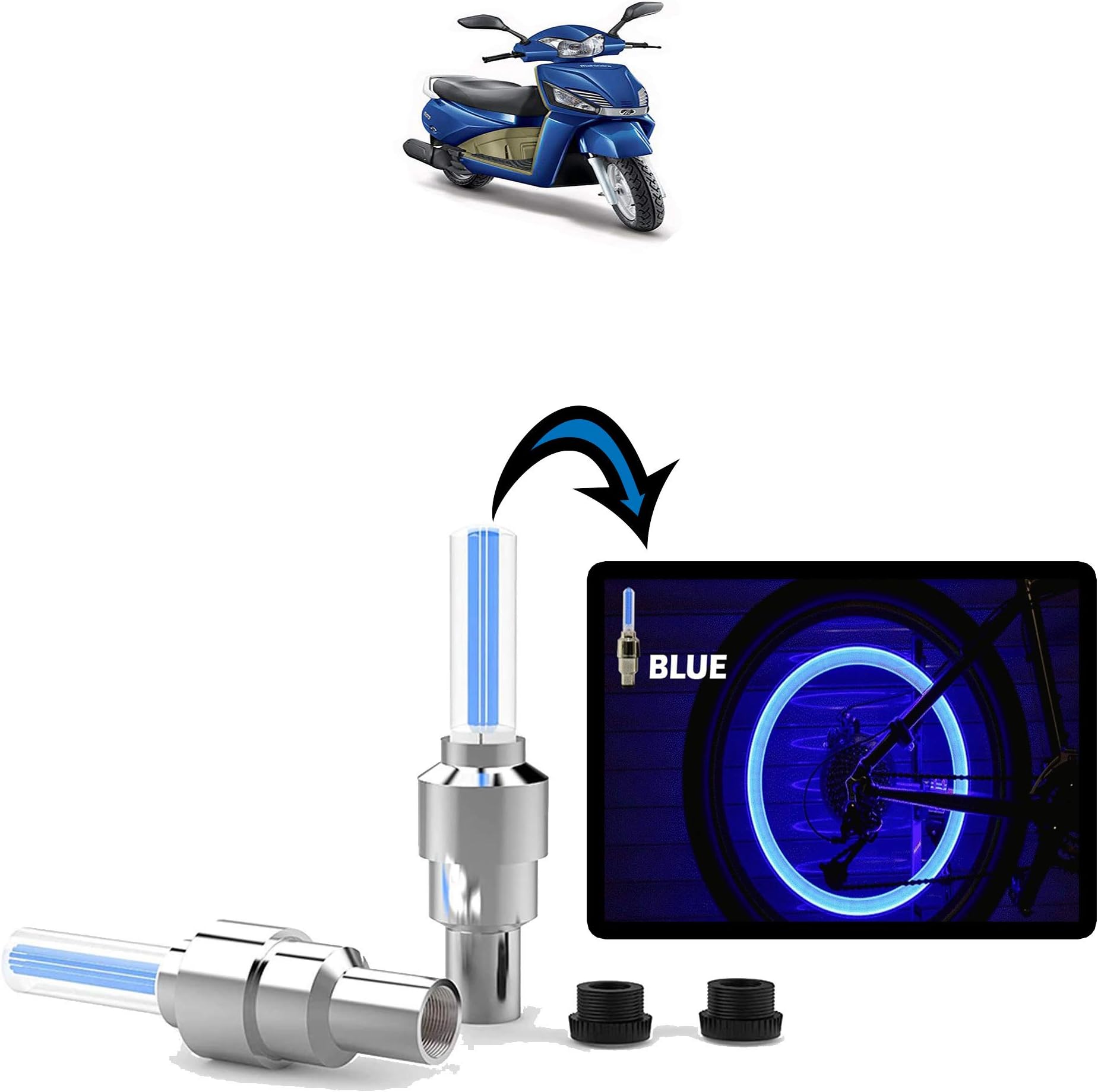 Kandid Tyre Led Bike Headlight/Magic Light/Spot Light for Mahindra Gusto_(Pack of 2_Blue)