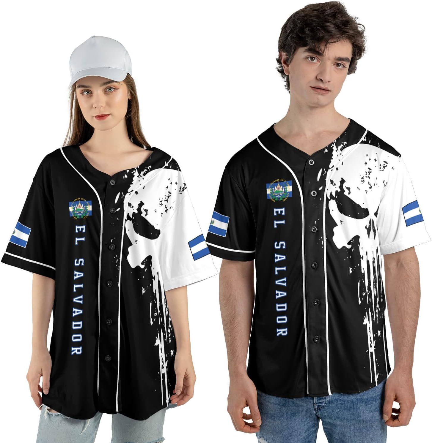 PRIMESTY Personalized El Salvador Baseball Jersey Custom El Salvador Flag Shirt El Salvadorans Pride Jersey for Men Women
