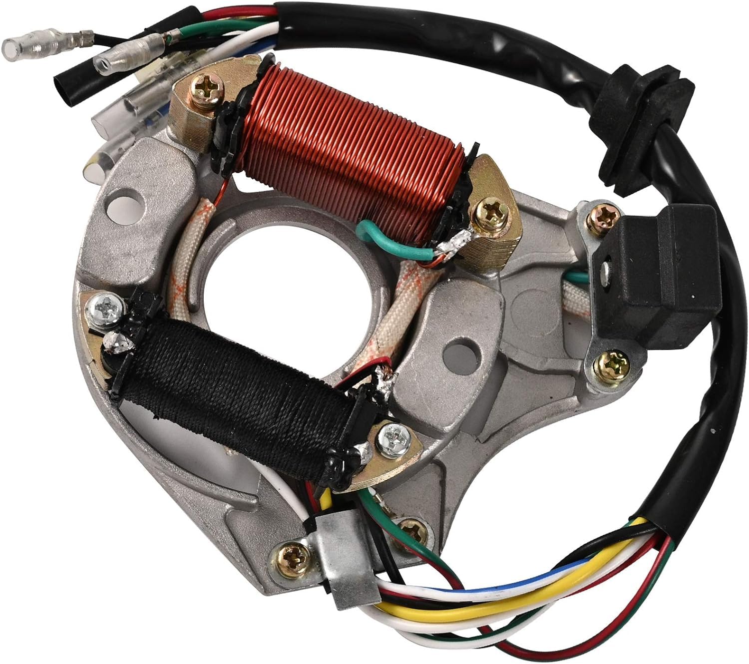 Trkimal Bobina completa de estator eléctrico, arnés de cableado CDI, interruptor de encendido, relé solenoide, bujía para ATV 50 cc 125 cc, Pit Quad, Dirt Bike, Go Kart