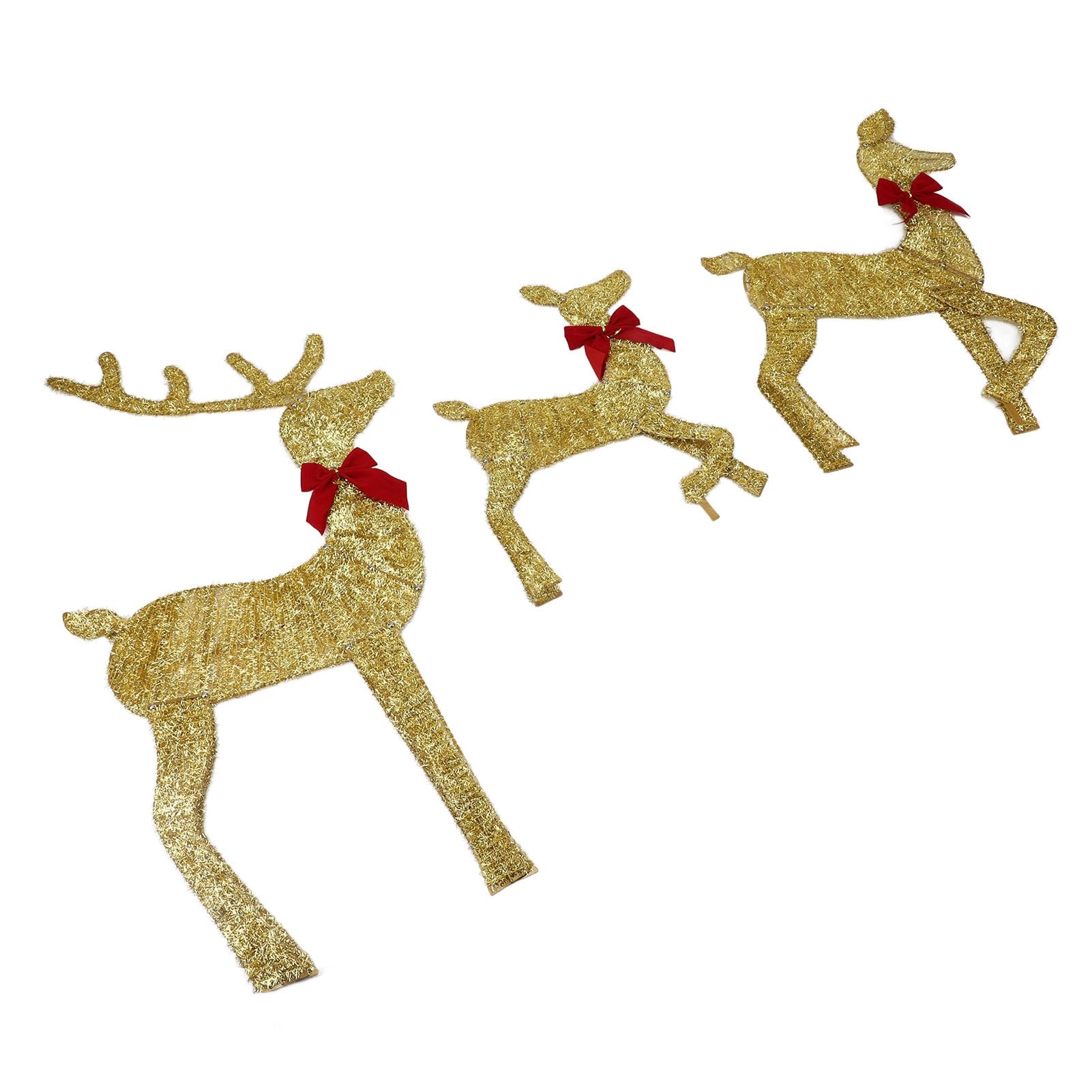 Socobeta Rentier-Weihnachtsdekoration, Goldfarbenes LED-beleuchtetes Hirsch-Familien-Set für Outdoor, Weihnachten, Festival, Vorgarten