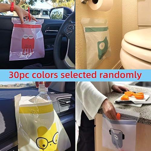 Miniatura 5 de 30 bolsas de basura desechables fáciles de pegar  A prueba de fugas  Conveniente  Duradero  Para coche, oficina, cocina, baño (30 unidades)