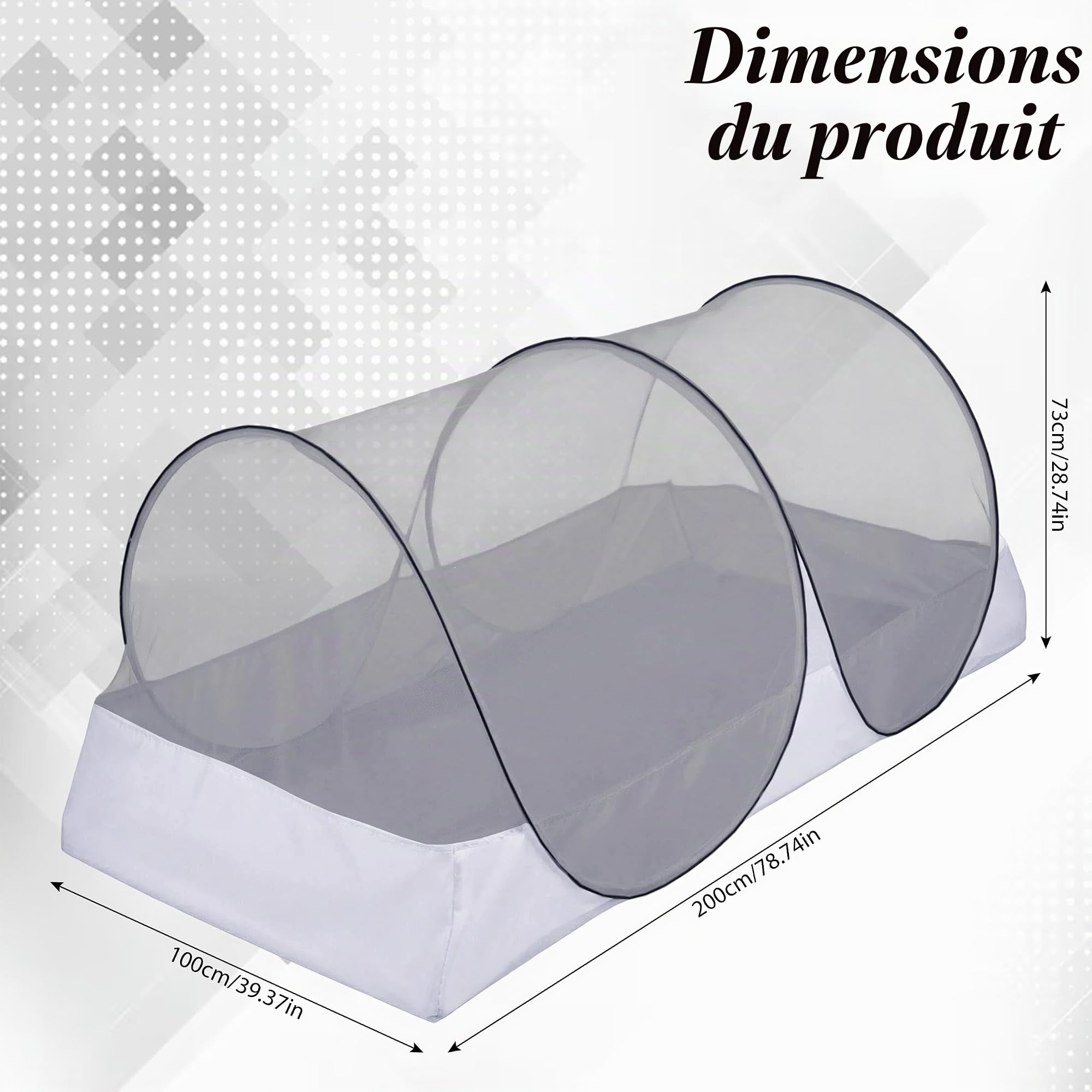 Moustiquaire pour lit, 200 x 100 x 73 cm, pour Enfants, Bureau, Camping en Plein air, Facile à Ranger