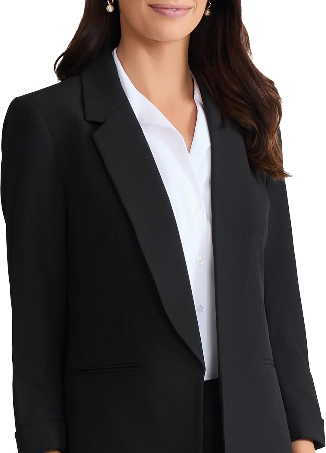 Jones New York Womens Jones New York Women's Shawl Collar Blazer with Rolled Cuff Sleeves - Image 4