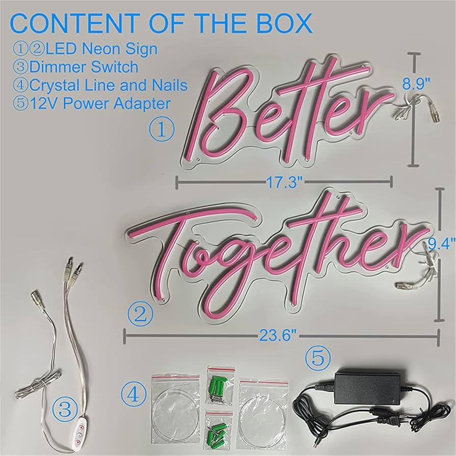 結婚式 ネオンサイン ネオンライト better together Amazon.co.jp: LED ネオンライト/ライトサイン/看板 Better