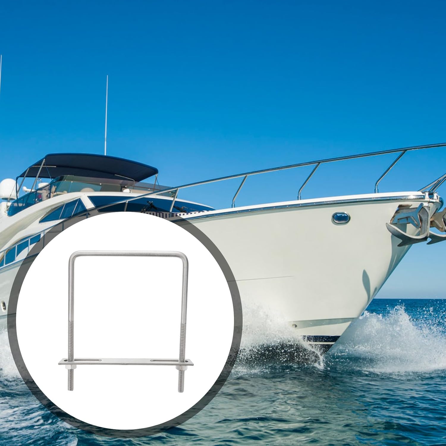 NUOBESTY 4pcs Stainless Steel Square U-Bolt M10x150x200mm Right Angle U-Shaped Clamp Bolts for Boat Trailers and General Pipe Fastening Random Style