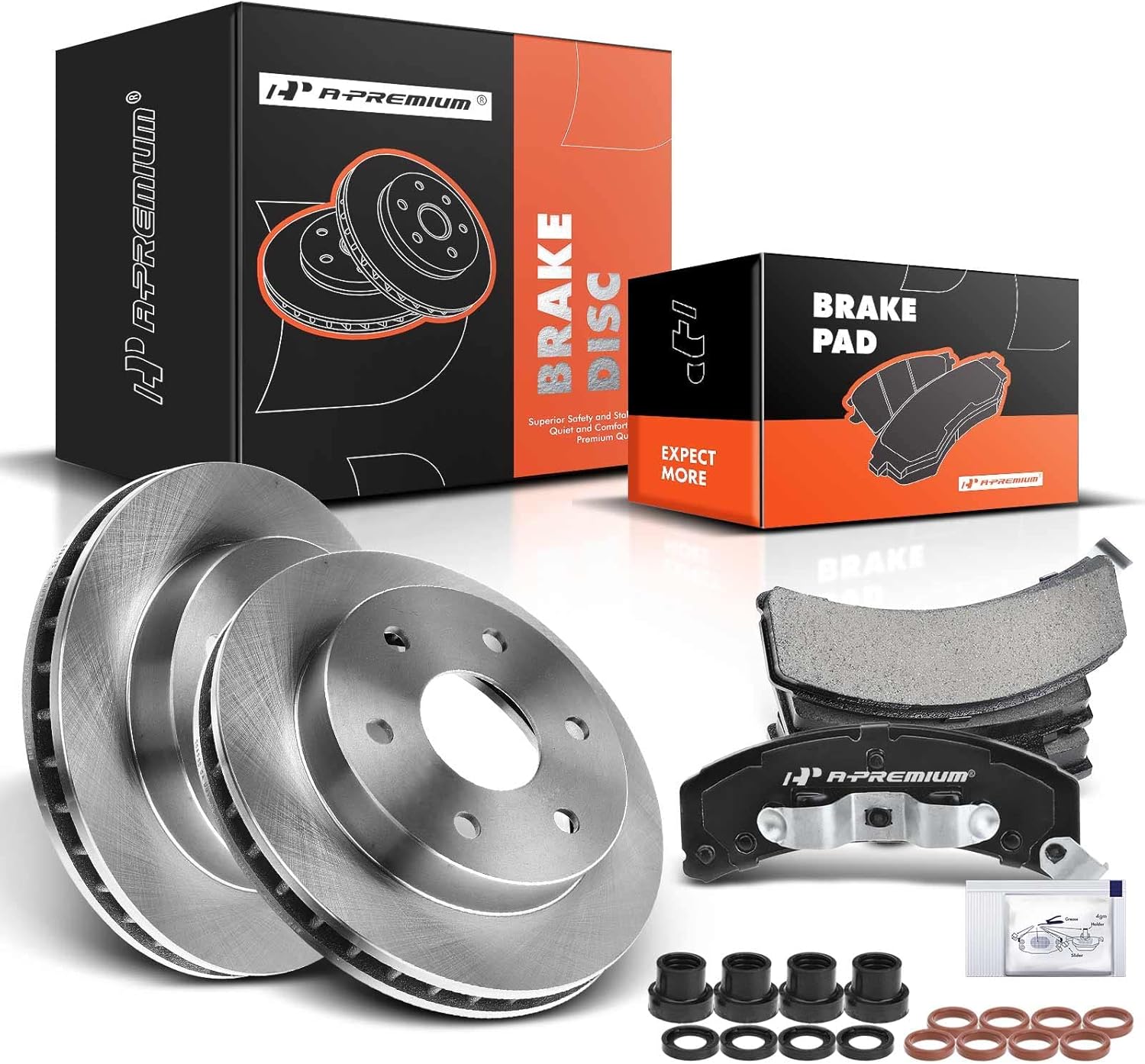 A-Premium 11.61 inch (295mm) Front Vented Disc Brake Rotors + Ceramic Pads Kit Compatible with Select Cadillac, Chevy and GMC Models - Escalade, Blazer, K1500, K1500 Suburban, K2500, Tahoe, Yukon