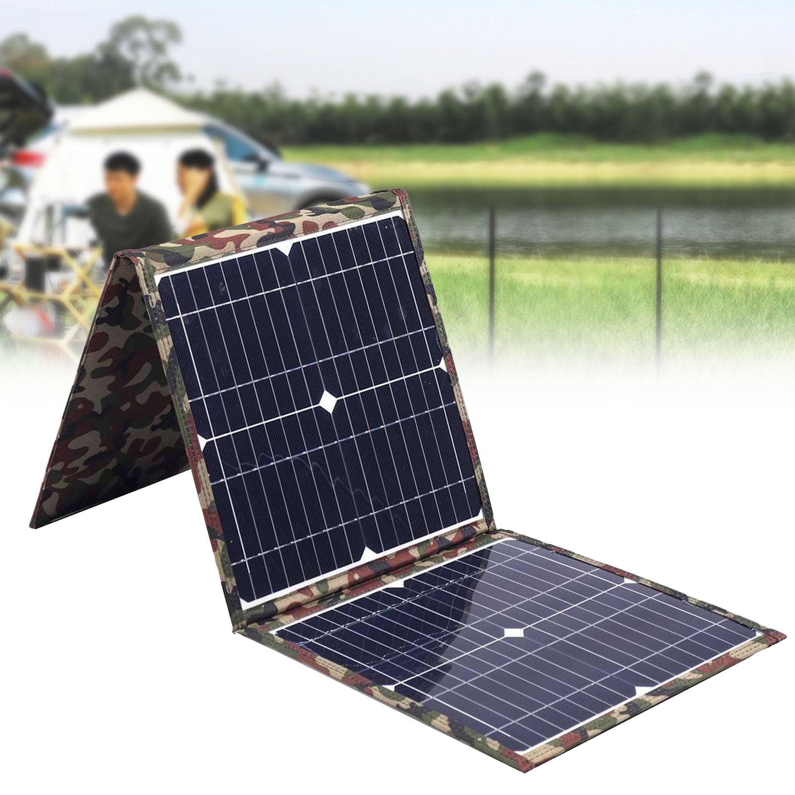 Pannello solare pieghevole, caricatore solare portatile da 18 V con doppie porte di uscita 5V/2A per uso esterno