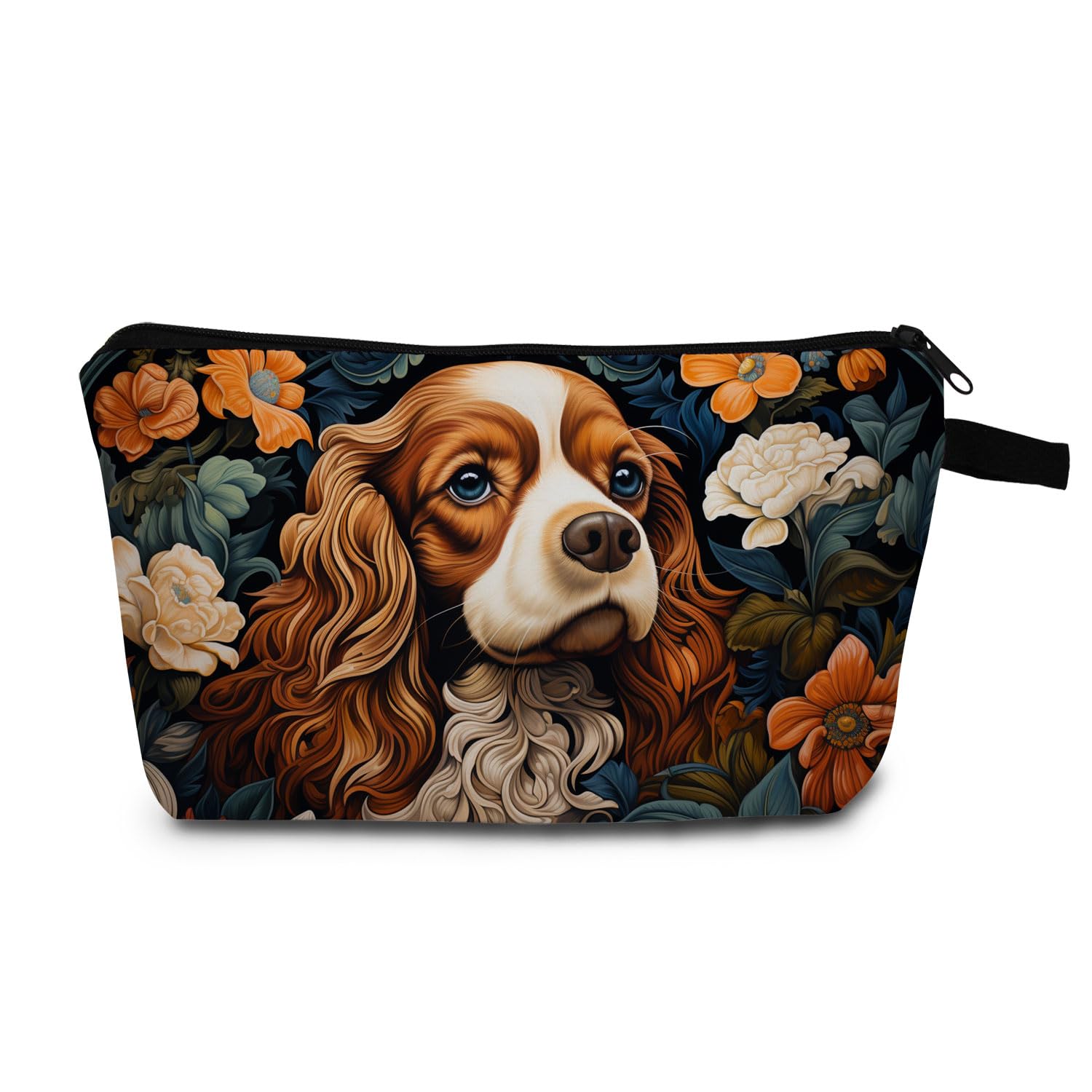 MoCaliduccious Cavalier King Charles Spaniel Makeup Bag for Women Travel Cosmetic Organizer Bag Teacher Appreciation Gifts Small Zipper Toiletry Bag
