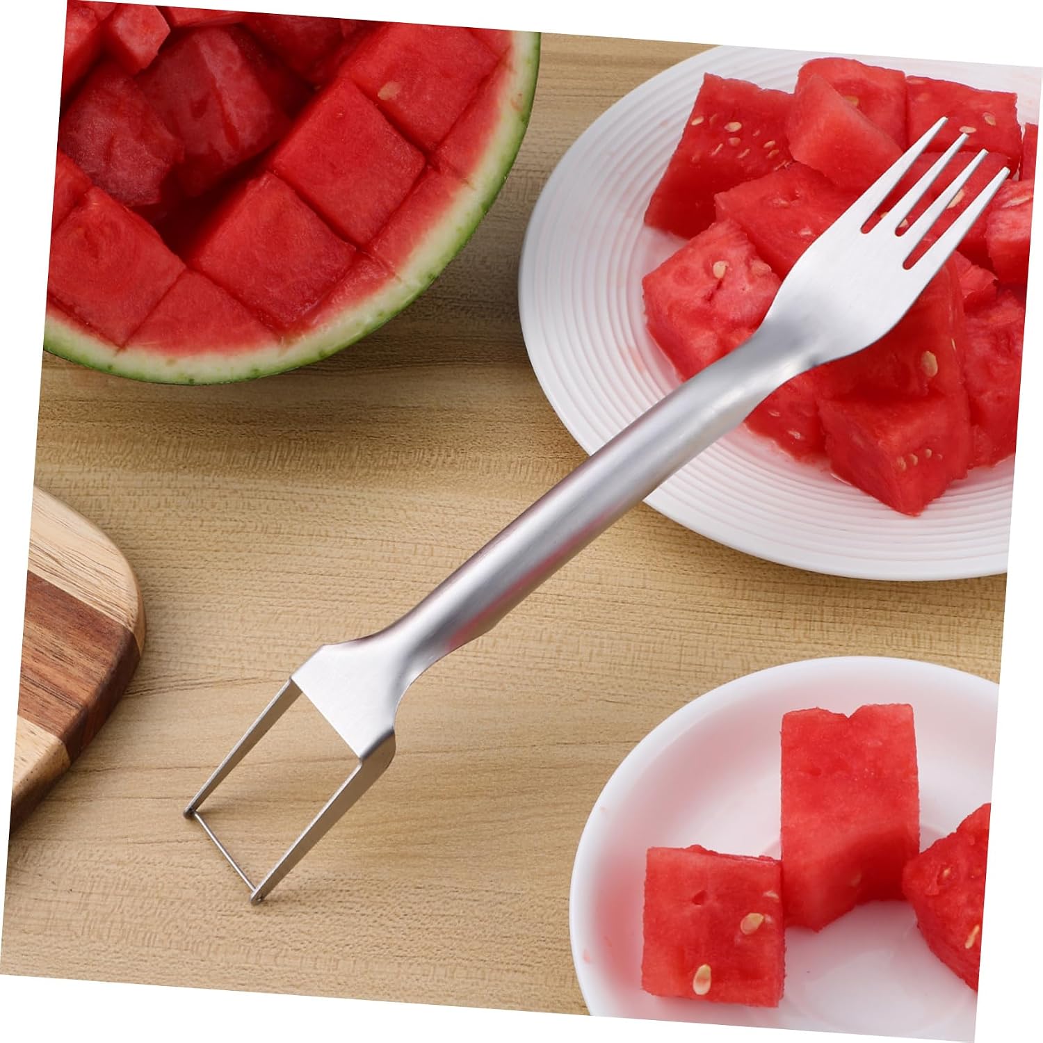 Watermelon Cutter Fork for Convenient Fruit Slicing Stainless Steel
