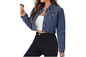 Chic and Functional Cropped Denim Jacket for Women
