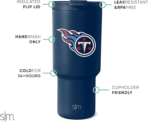 Miniatura 2 de Simple Modern Vaso con licencia oficial de la NFL de 30 onzas con tapa abatible y pajitas, vaso aislado de acero inoxidable, regalos para hombres y