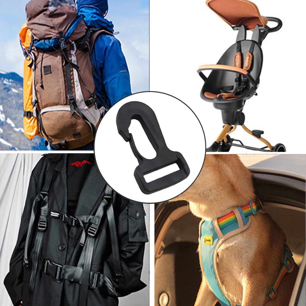 6PCS Plastic Strap Buckle Pet Collar Lanyard Hook 0.78 Inch Inner Diameter For Outdoor Mountaineering Backpack Water Bottle Strap Handbag Fabric Binding And Fixing Buckle