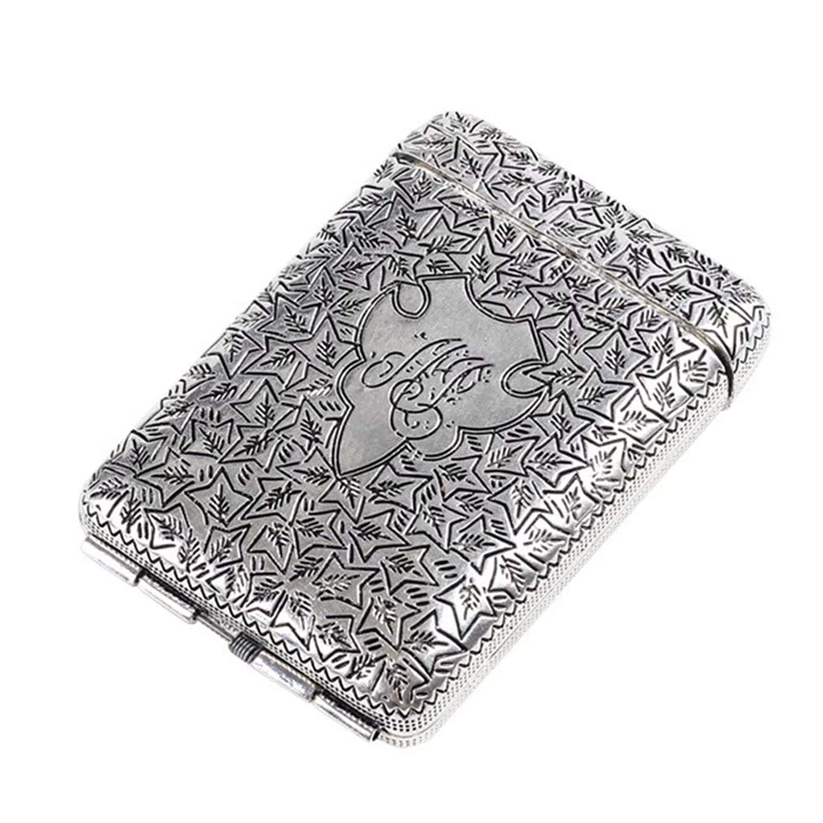Etui na papierosy retro， metalowe etui na papierosy， przenośne etui na papierosy， trzykrotnie otwierane， odporne na ściskanie， ze wzorem w kształcie wąsów，，