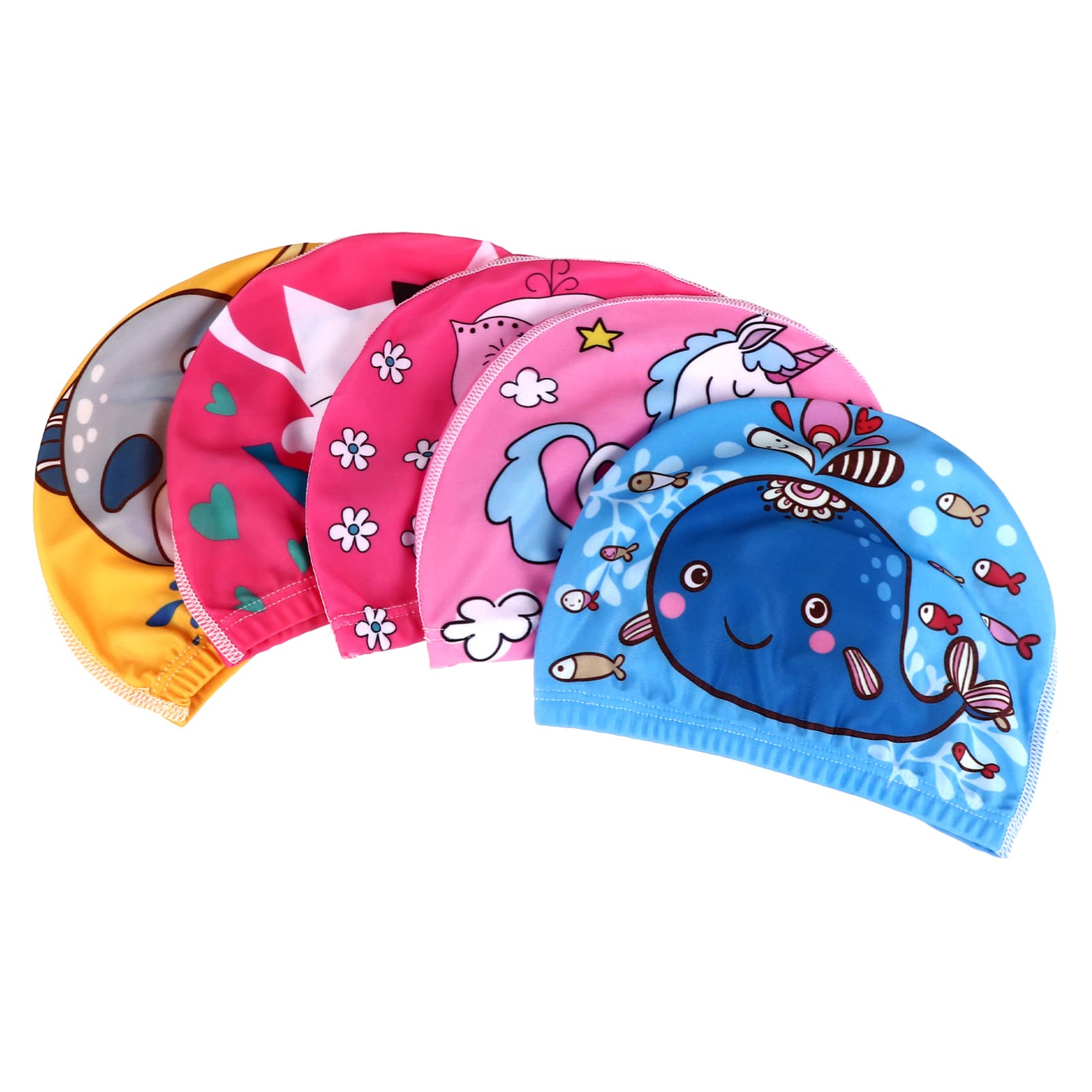 VORCOOL 10 Pz Donne Testa Delicato Confortevole Stampa Premium Adorabile Nuoto Acqua Nuotata Ragazze Cappello Lungo Orecchie Modello Bambini Berretto Multifunzionale Scatola di Copertura