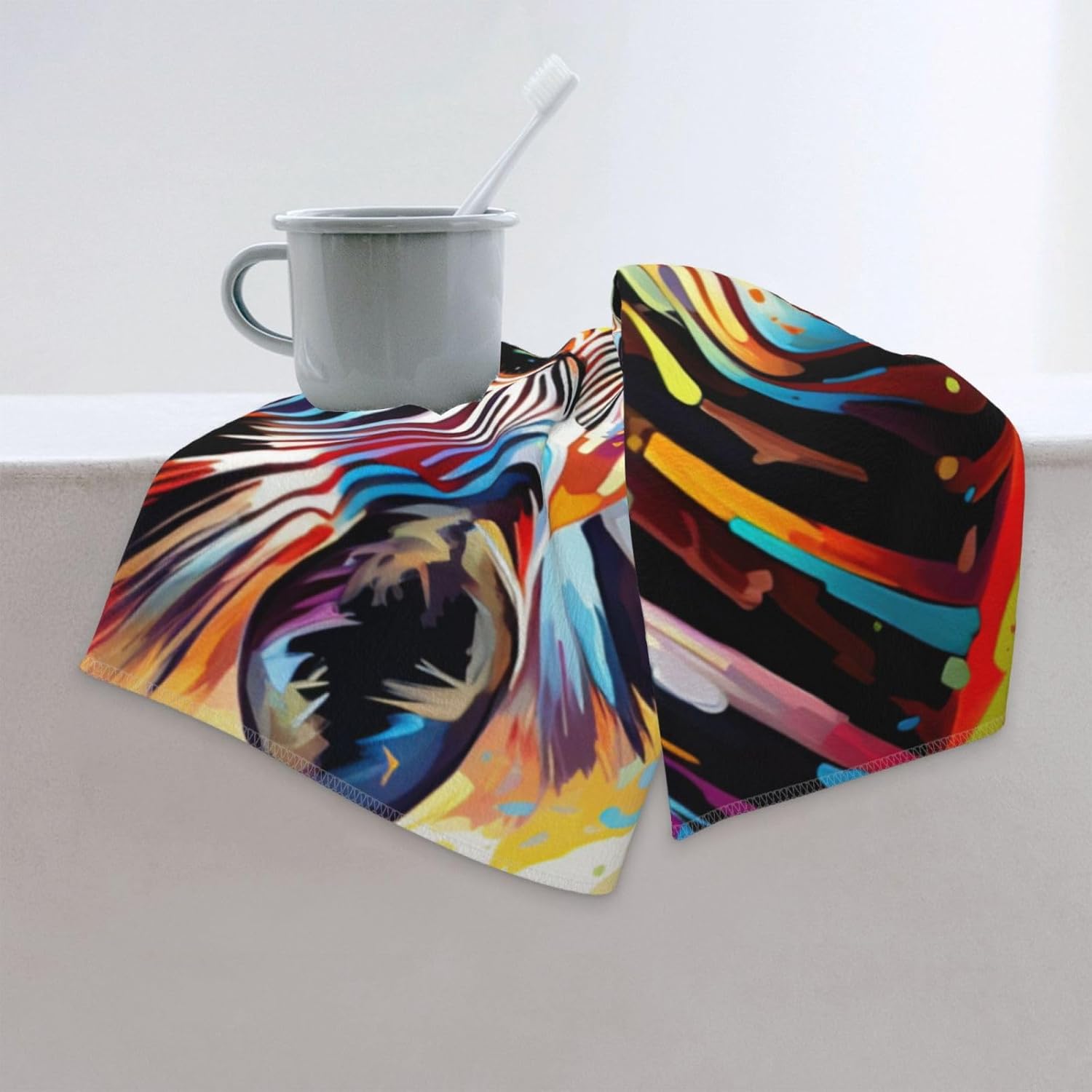 Abstract Animal Zebra Print Hand Towels for Kitchen, Decorative Bathroom Towels Decor Farmhouse Cute for Men Women Gifts