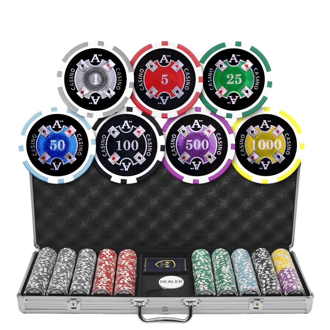 500 Ct A Casino 13.5 Gram Poker Chip Set Aluminum Case by MRC