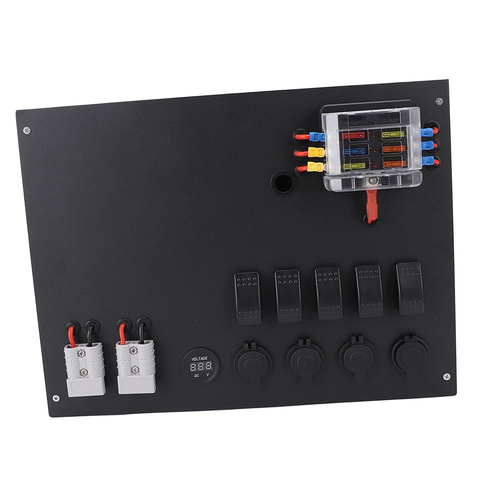 Caja de Control de Energía de Batería, DC12V 24V con Interruptor, Voltímetro, Enchufe para Encendedor de Cigarros, Salida USB, para Automóvil, RV, Camionetas, 4WD, Toldo, Caravana