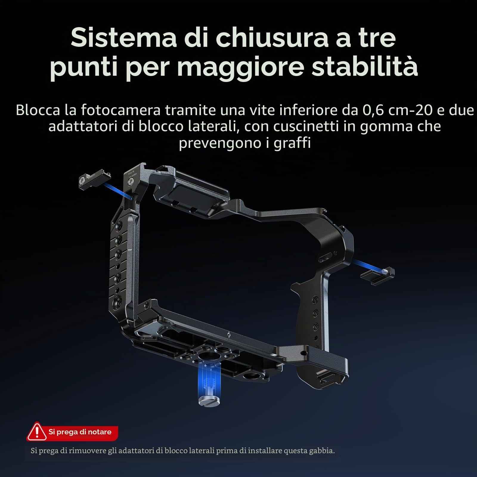 SMALLRIG ii Cuffia per Panasonic LUMIX S1R / S5 / G9, Piatto di Rilascio Veloce Arca con Fori 1/4''-20 e 3/8''-16, Due Ferrodi NATO, Orecchio Freddo