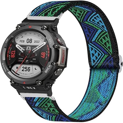 Lamshaw Compatible for Amazfit T-Rex 2 Band, Stretch Elastics Nylon Adjustable Replacement Strap Accessories Compatible for Amazfit T-Rex 2 Smart Watch
