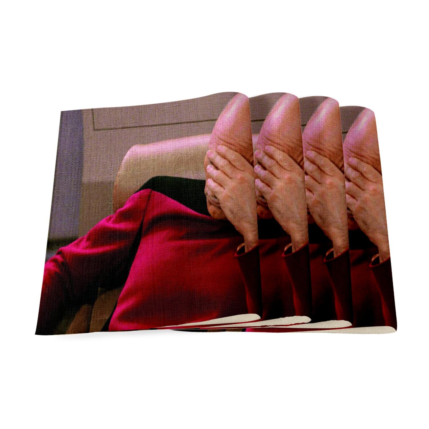 Sets de table Jean Luc Picard en lin pour repas thématique et geek chic