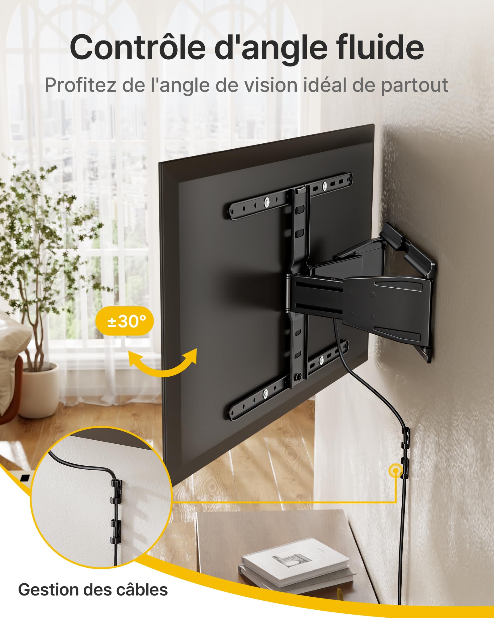 monTEK Support TV Mural 37 à 75", VESA 400x400mm Max,Charge Max 50Kg