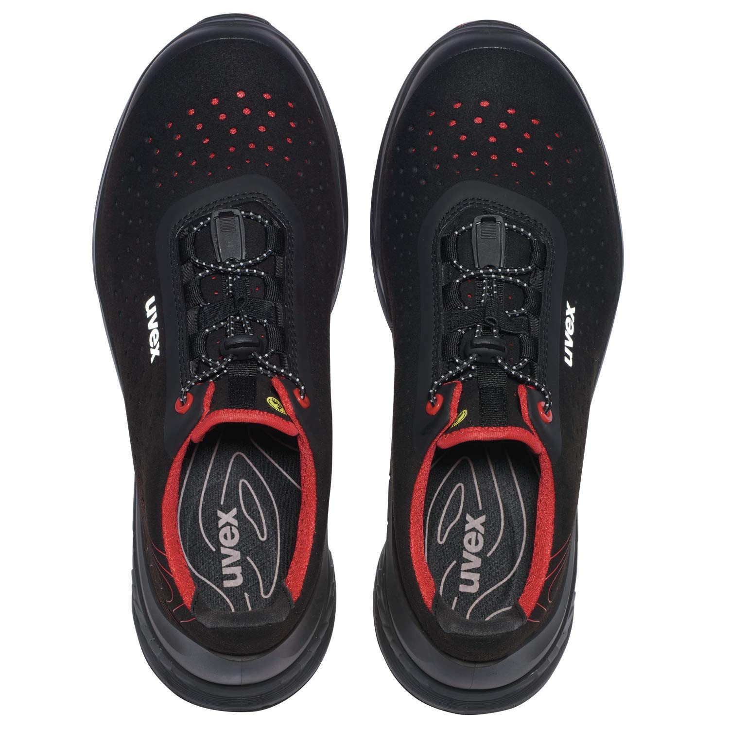 Uvex 68372 Gelochter Sicherheitshalbschuh - S1 P SRC ESD - Rot-Schwarz