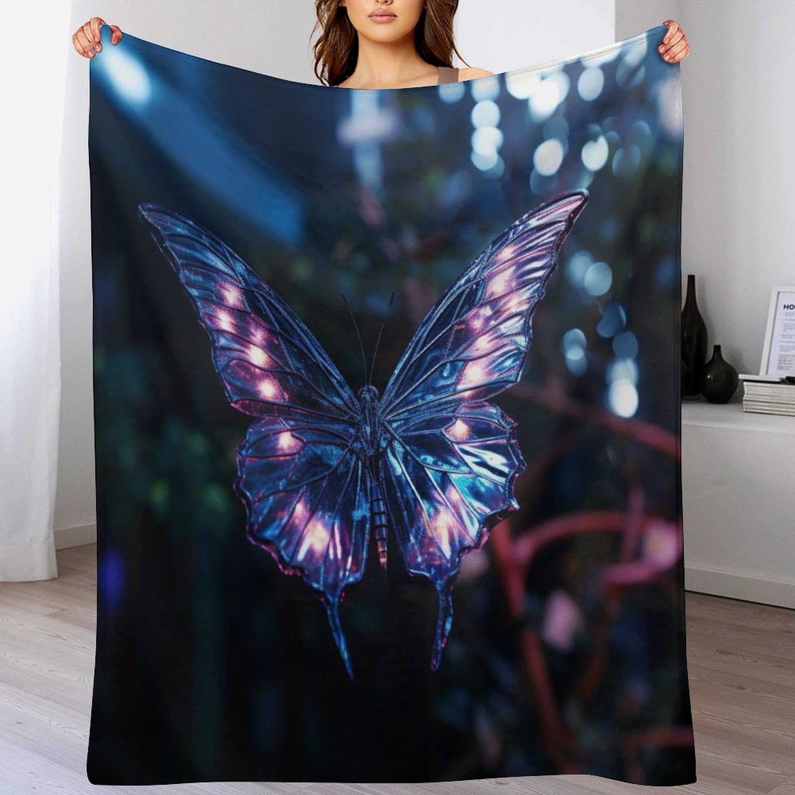 Couverture papillon en flannel avec entretien facile à la machine