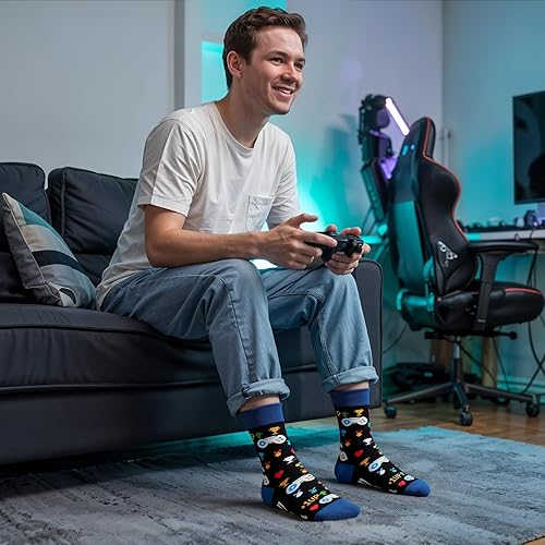 Miniatura 2 de FreeNFond Calcetines de juegos para hombres Calcetines divertidos regalos para jugadores, adolescentes, niños, papá, cumpleaños, regalos para el