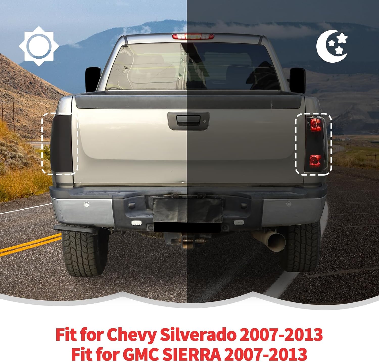 RT-TCZ Smoked Black Tail Light Lamp Cover Guard Trim Decoration Exterior Accessories for Chevy Silverado 2007-2013,for GMC Sierra 2007-2013