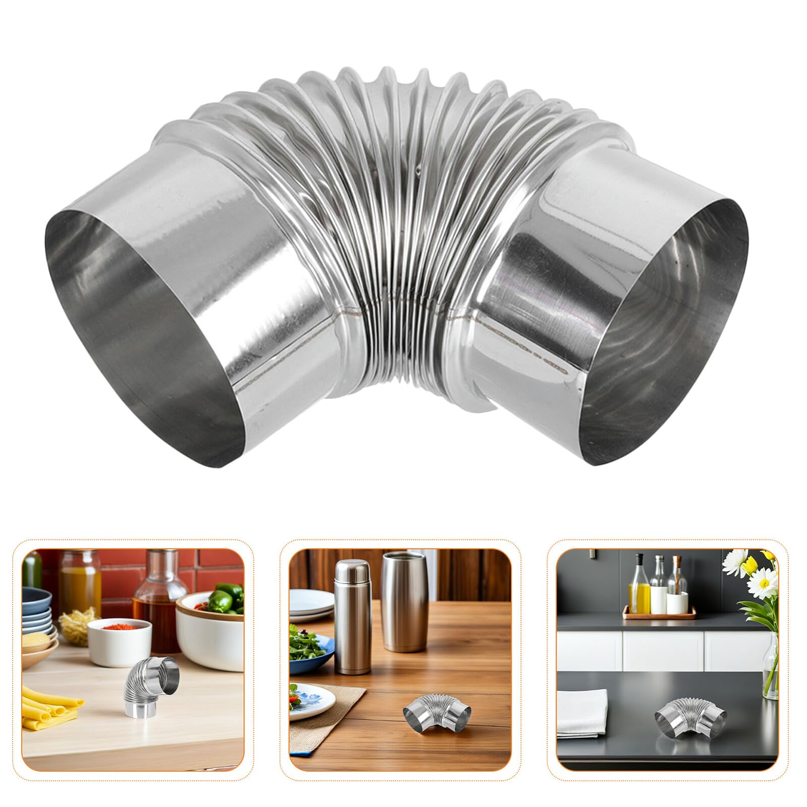 TOPBATHY 4 Pezzi Tubo di Scarico in Acciaio Inox da Gomito Gradi Prolunga Tubo di Ventilazione per Stufa a Legna Resistente alle Alte Temperature per Riscaldamento