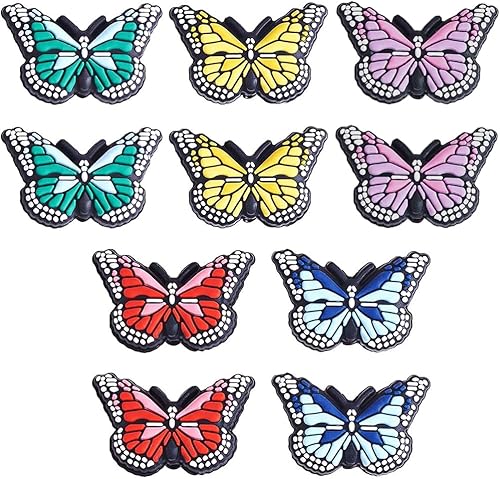 Cuentas focales de silicona con forma de mariposa, cuentas espaciadoras sueltas para hacer joyas, pulseras, llaveros y bolígrafos (10 unidades)