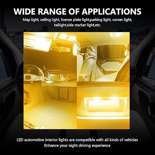 Miniatura 6 de Juego de 24 bombillas para interiores de automóvil, T10 de 1.220 in y 1.654 in, kit de bombillas LED interiores de repuesto para automóvil, cúpula