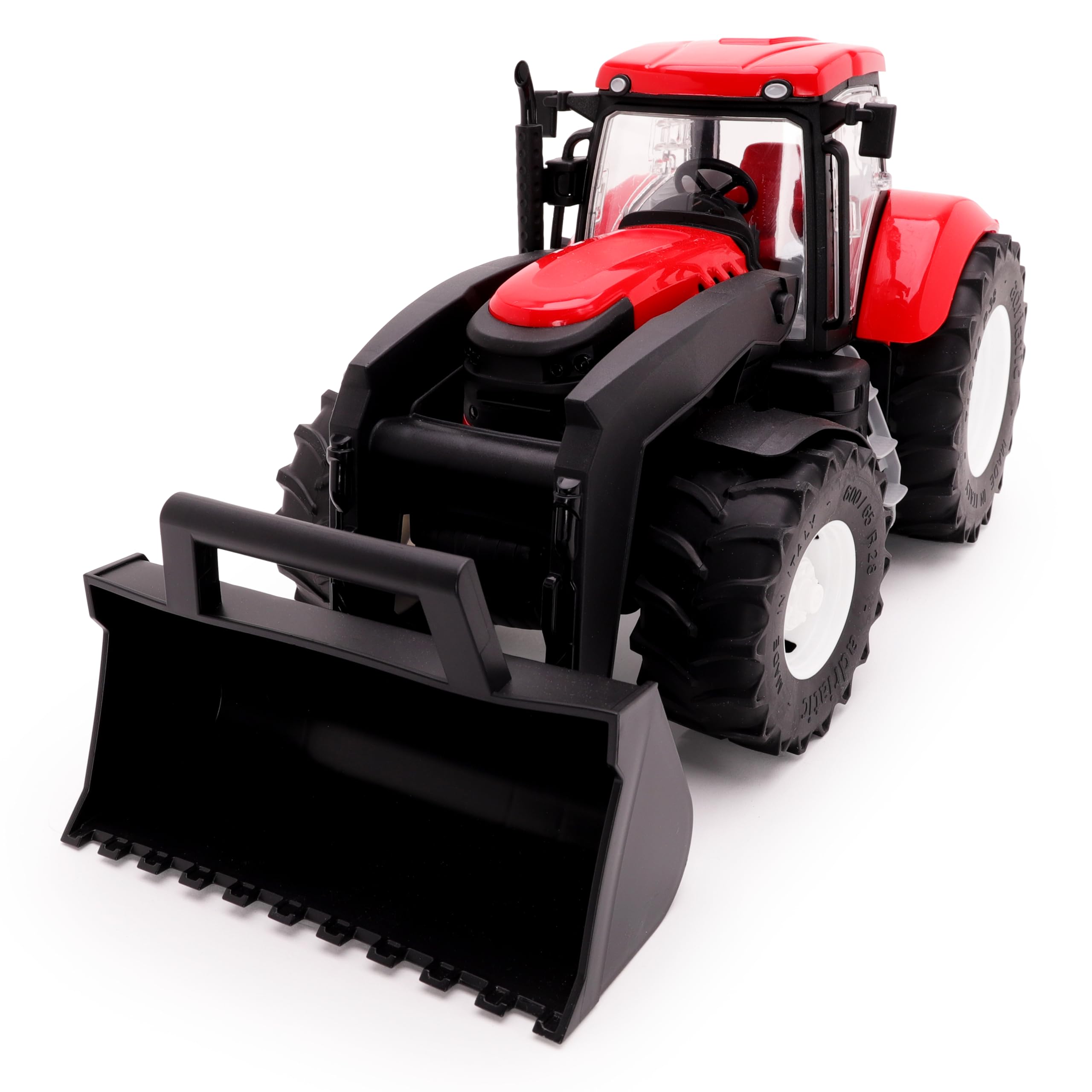 Toyland® 39cm (15") Trattore rosso con porte apribili e caricatore frontale sollevabile - Scala 1:16 - Veicoli agricoli giocattolo