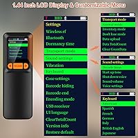 Vista 2 de KUIIYER Mini escáner de código de barras Bluetooth, escáneres inalámbricos 2D QR 1D de código de barras con pantalla LCD y teclado de ajuste y voz