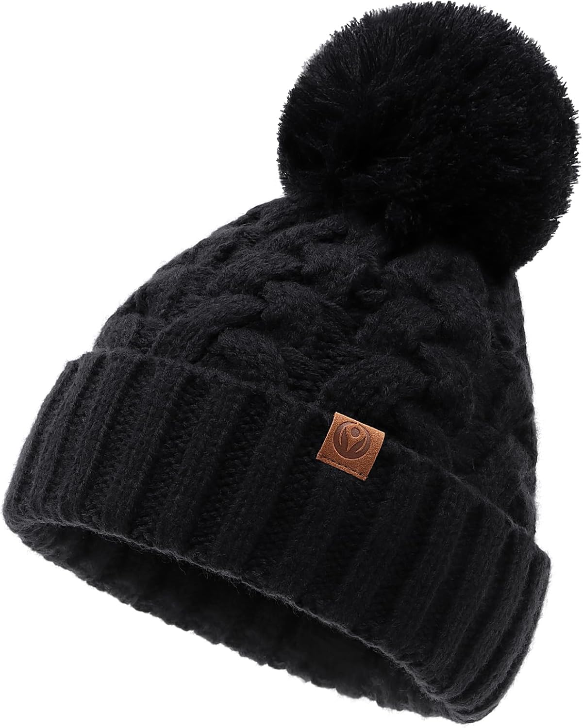 FUOITA Toddler Winter Hat Toddler Pom Pom Beanie Kids Warm Lined Knit Hat Baby Winter Hats for Girls Boys 3M-8T