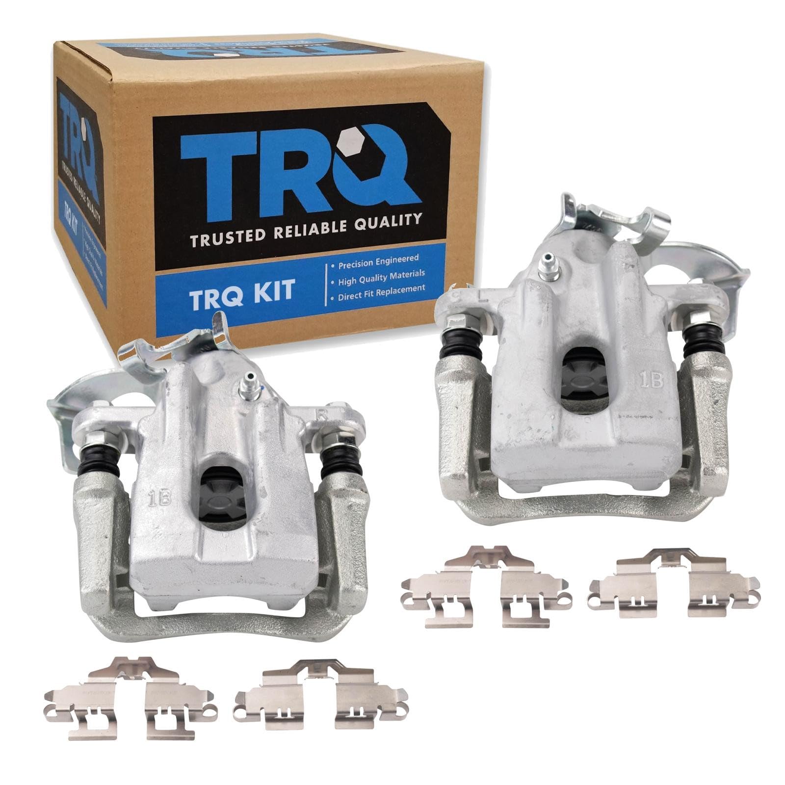 TRQ Rear Driver and Passenger Side Brake Caliper Set Caliper Brackets