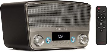 Aiwa BSTU-750BK UK Vintage Style Powerful Speaker Active, Stereo, 50W RMS, Bluetooth, Optical Input, USB, HDMI-ARC, RCA, FM and 6.3mm and 3.5mm Input. Colour Black