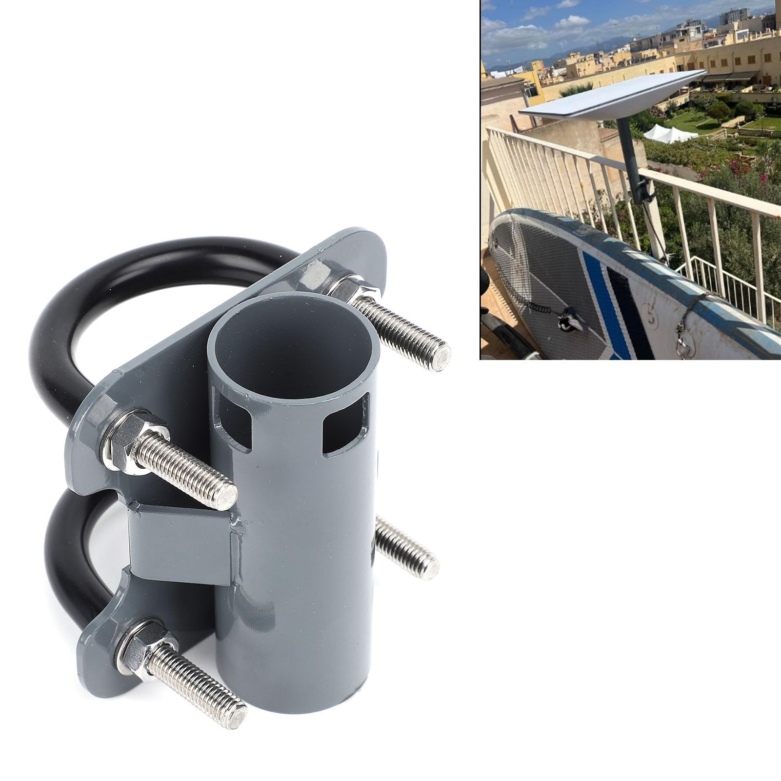 Starlink Pipe Adapter for GEN 2 V2 Dish Antenna, Stainless Steel Antenna Pole Mast Mount Pole Adapter Kit, U Bracket Roof Mounting Bracket for RV and Yacht, Easy Installation