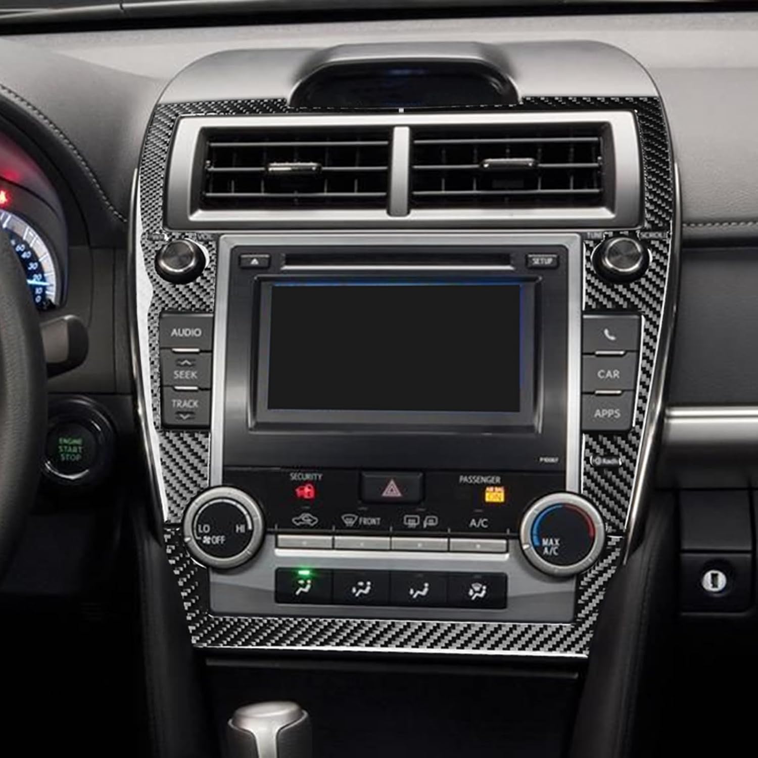 Real Carbon Fiber Car Multimedia Panel Frame Sticker Compatible with Toyota Camry 2012 2013 2014 Interior Trim Accessories image 4 of 8 B0DZ5GHSMW