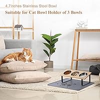 Vista 3 de Tazón de comida para gatos elevado de acero inoxidable para 3 tazones, tazón reemplazable para gatos de 4.7 pulgadas, paquete de 3