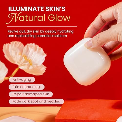Vista 3 de Koji White Jabón iluminador de piel con ácido kójico y glutatión para cuerpo y cara, barra exfoliante hidratante y limpiadora para reducir