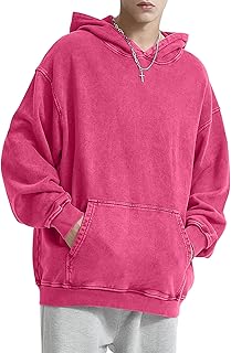KEEPSHOWING Mens Oversized Hoodies Vintage Hoodie Couples Pullover Acid Wash Hoodies for Men Streetwear Sweatshirts