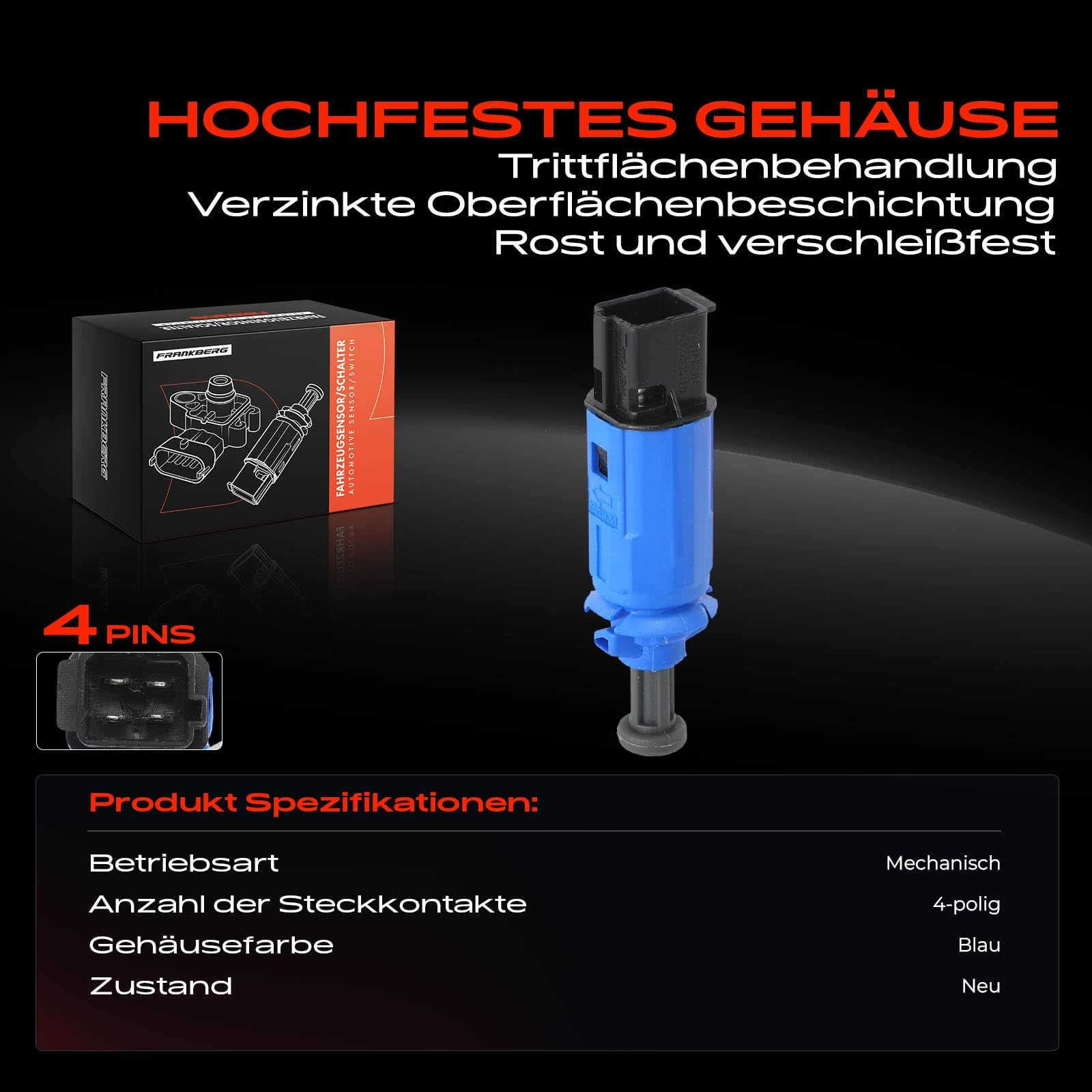 Frankberg Bremslichtschalter Kompatibel mit Cabrio City-Coupe Crossblade Fortwo Cabrio Coupe R-o-a-d-s-t-e-r Coupe 1998-2021 4525450009