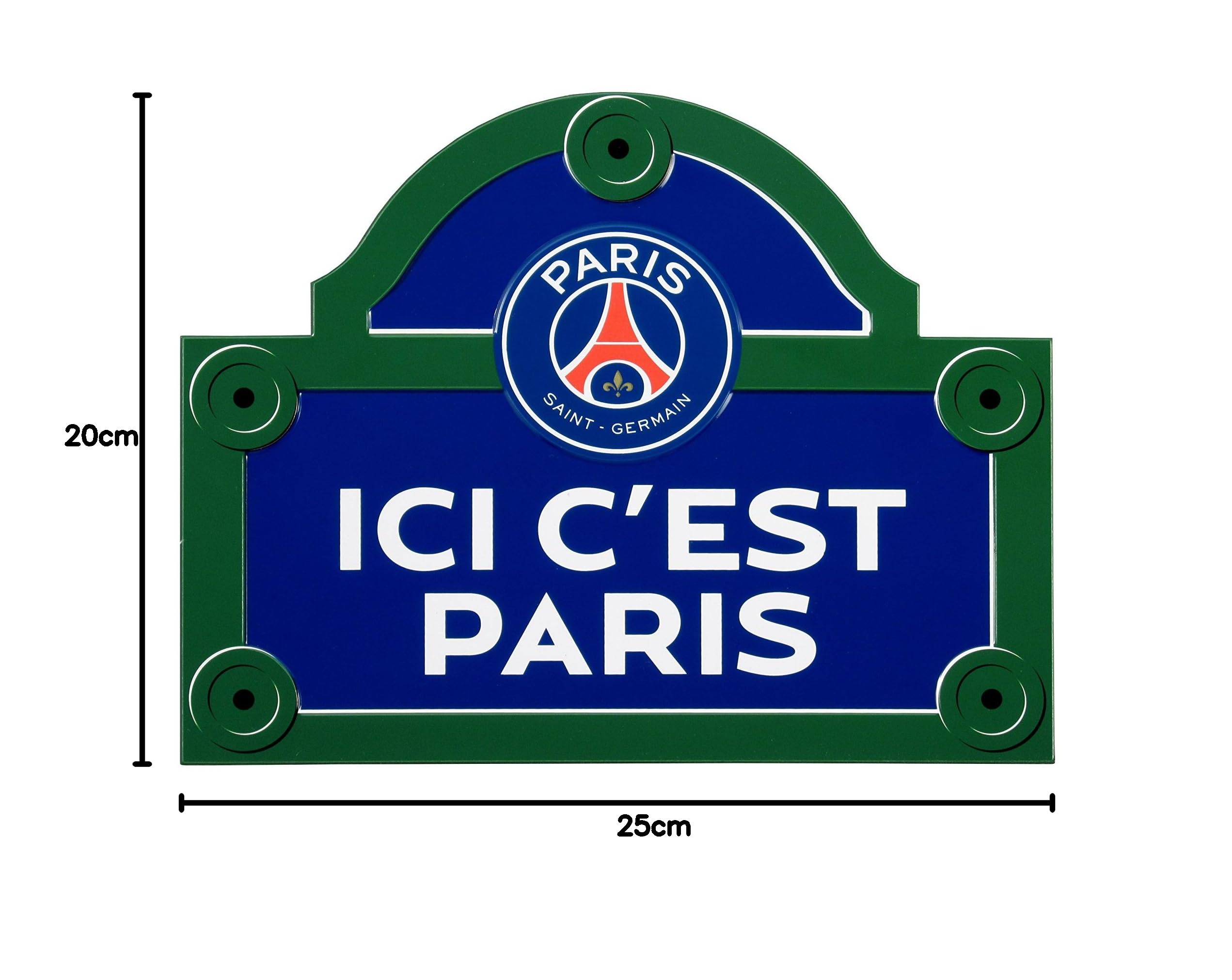 PSG Ici C'est Paris Plaque de Rue Metal Multicolore 25 x 20 x 0,5 cm