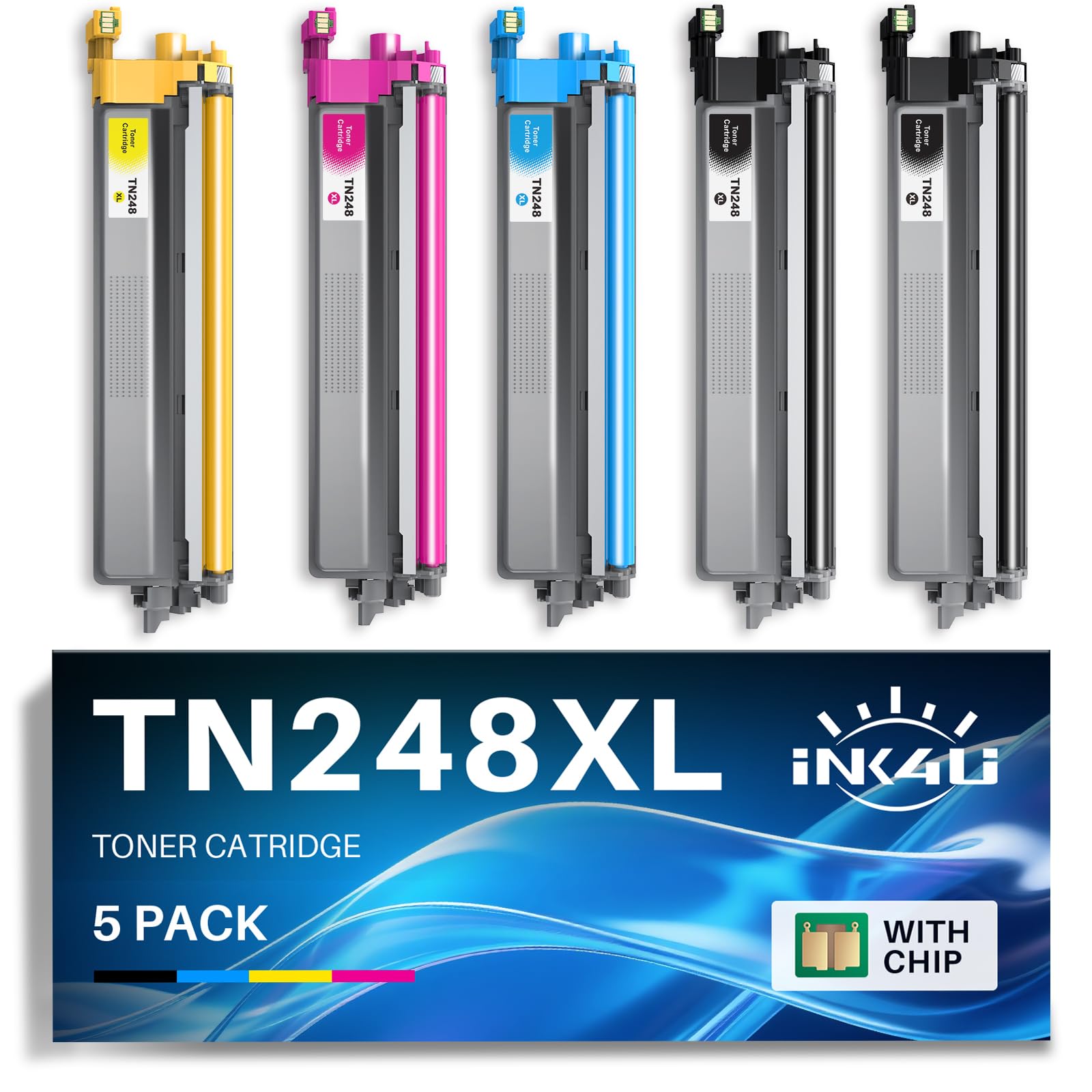 INK4U TN248XL Tóner (5 Pieza) Compatible para Brother TN248XL Cartuchos de Tóner TN248 XL Compatible para Brother DCP-L3520CDWE MFC-L3760CDW MFC-L3740CDW DCP-L3560CDW TN 248 MFC-L8390CDW HL-L3240CDW