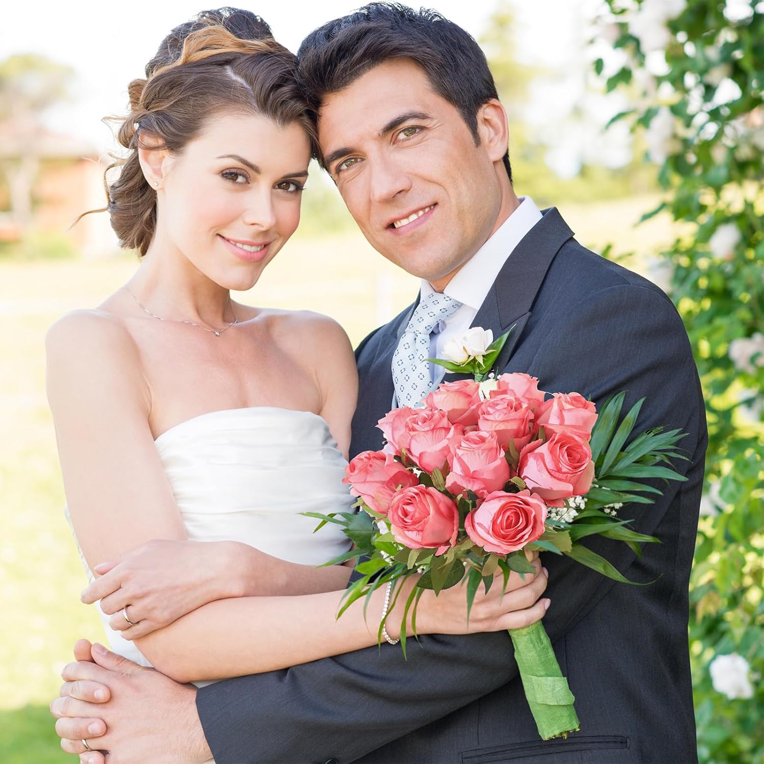 12pcs Deep Pink Roses Artificial Flowers – Realistic Silk Velvet Fake Flowers with Long Stems for Valentines Day Wedding Bouquets Home Decoration Party Centrepieces & DIY Floral Arrangements - Image 4