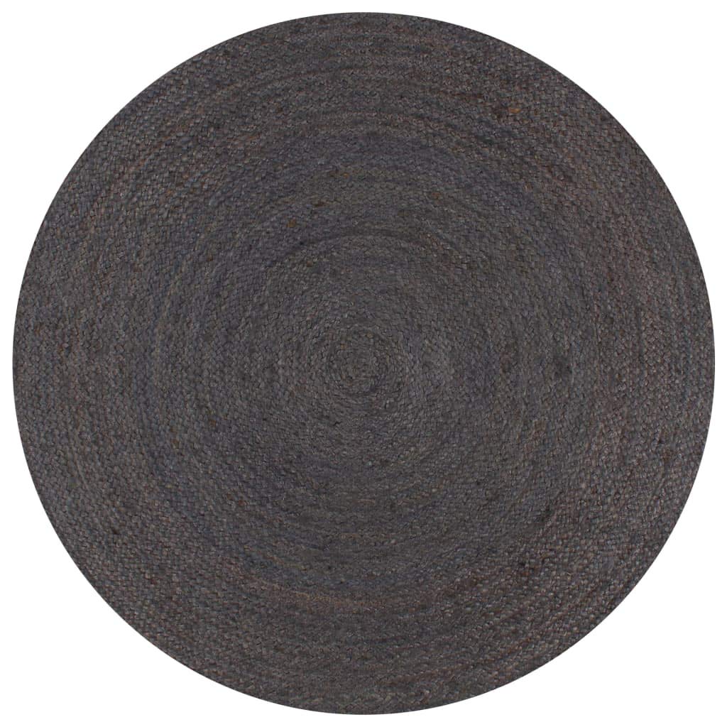 vidaXL Tapis Fait à la Main Jute Rond 150 cm Gris foncé