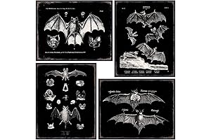 Gothic Horror Vampire Bats Creepy Wall Art Emo Posters, Unframed Set of 2 Prints