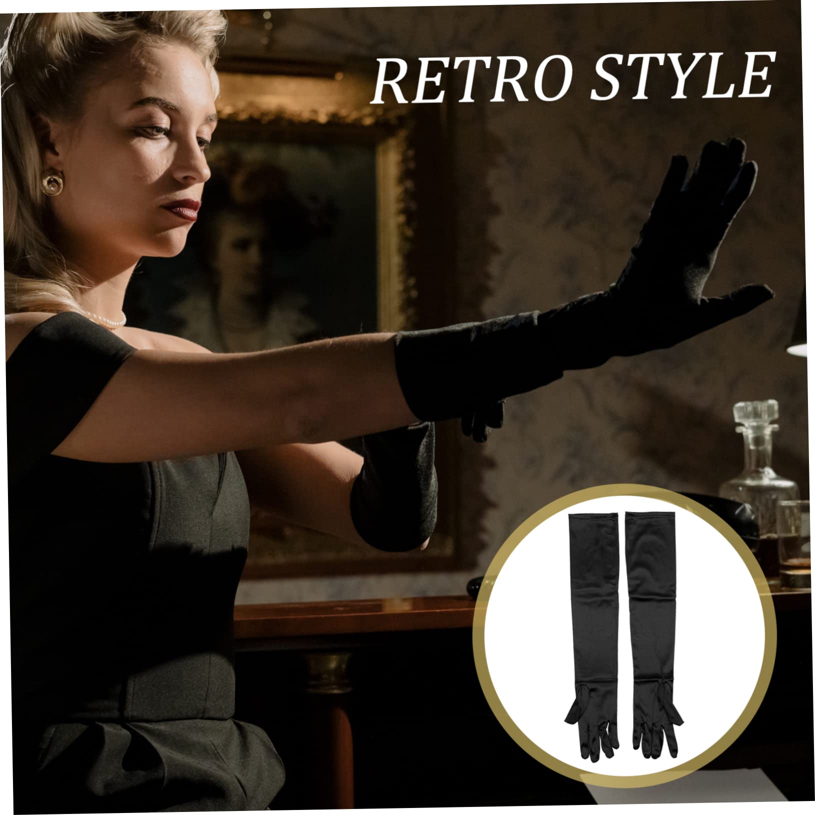 LIFKOME Guantes De Halloween Guantes Decorativos Fiesta Accesorios Guantes De Boda Guantes De Raso De Halloween Guantes De Raso Mujer Satín Black