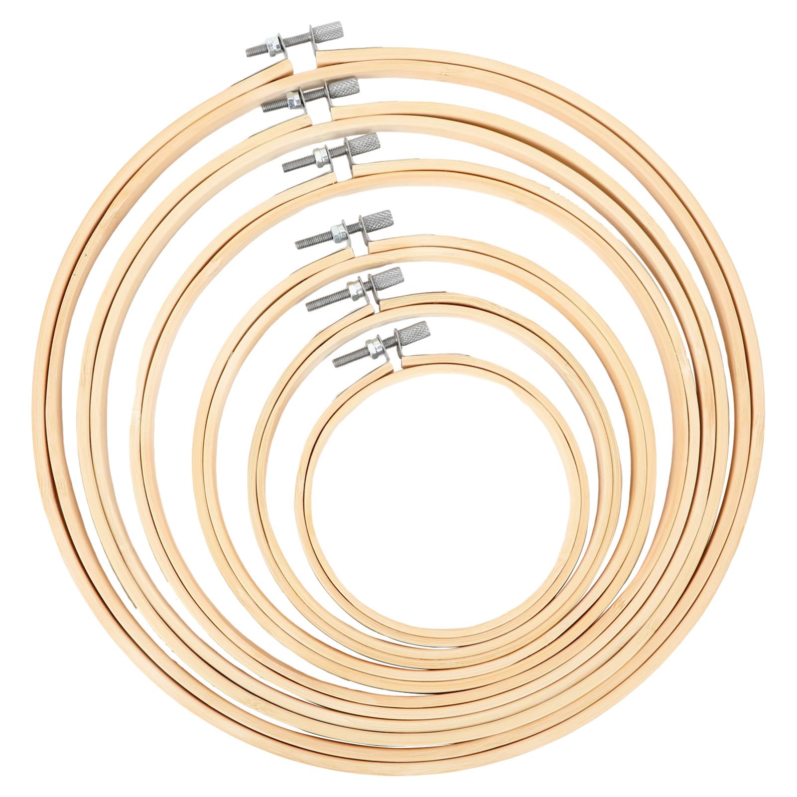 FEBSNOW 6Pcs Embroidery Hoops Adjustable Circle Cross Stitch Hoop Ring